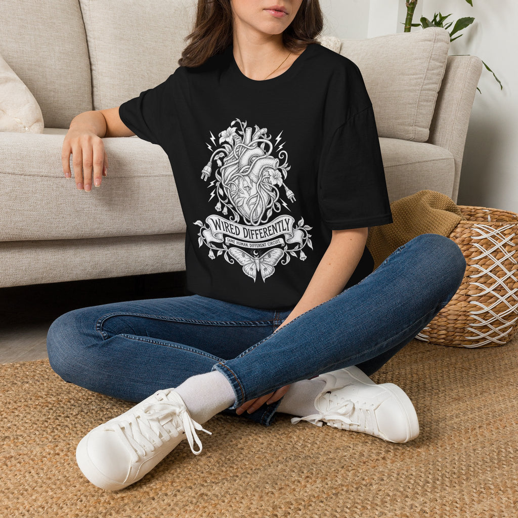Wired Differently | Floral Anatomical Heart | Neurodiversity Pride Tee