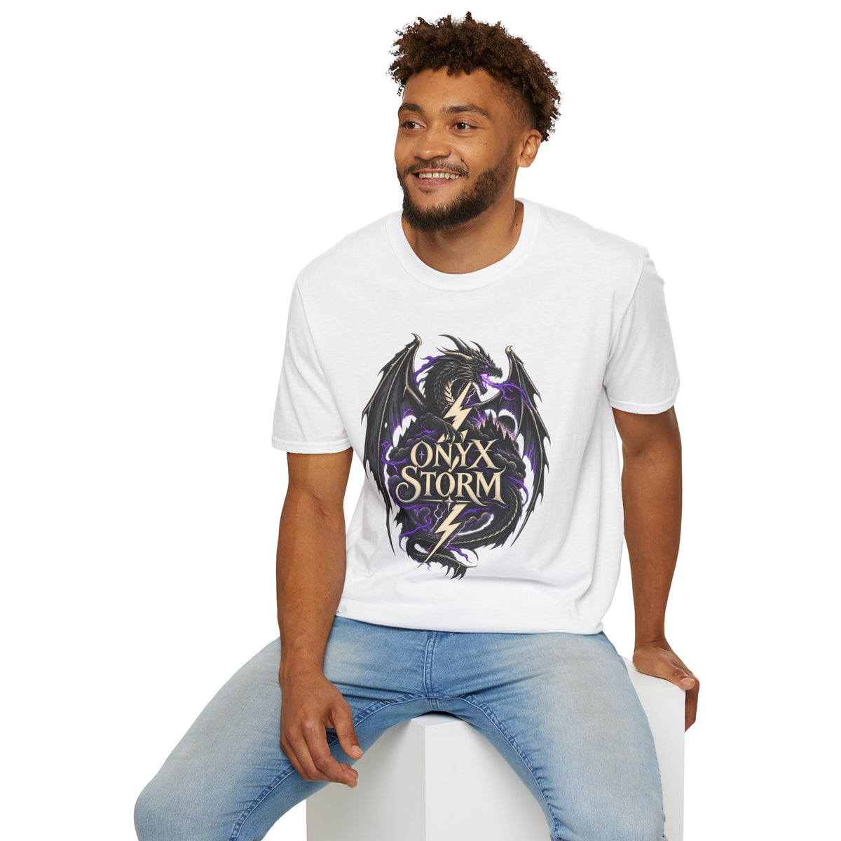 Onyx Storm Dragon T-Shirt | Book Inspired Gothic Lightning Fantasy Tee