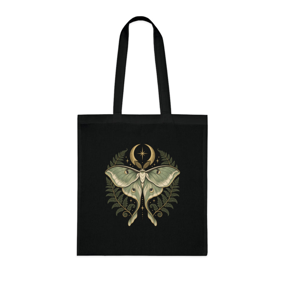 Celestial Moth Cotton Tote Bag Moon Botanical Shopper Nature Lover Gift