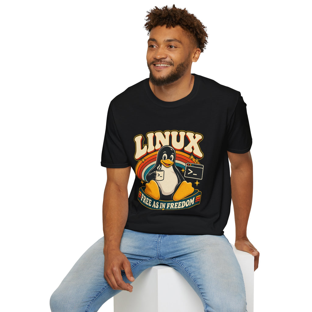 Linux | Free As In Freedom | Penguin Retro Tech Tee