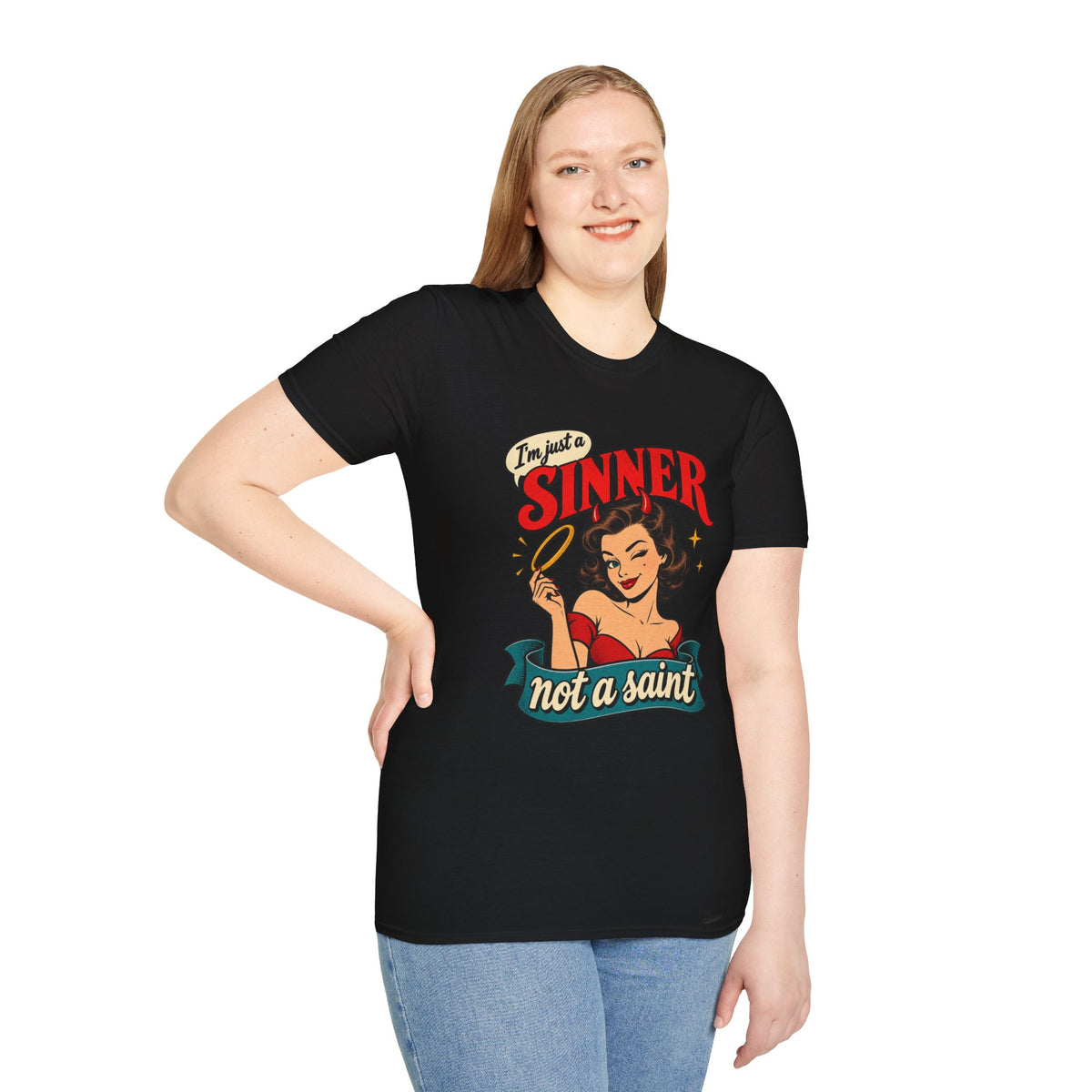 Retro Pinup | I'm Just a Sinner, Not a Saint | Graphic Tee