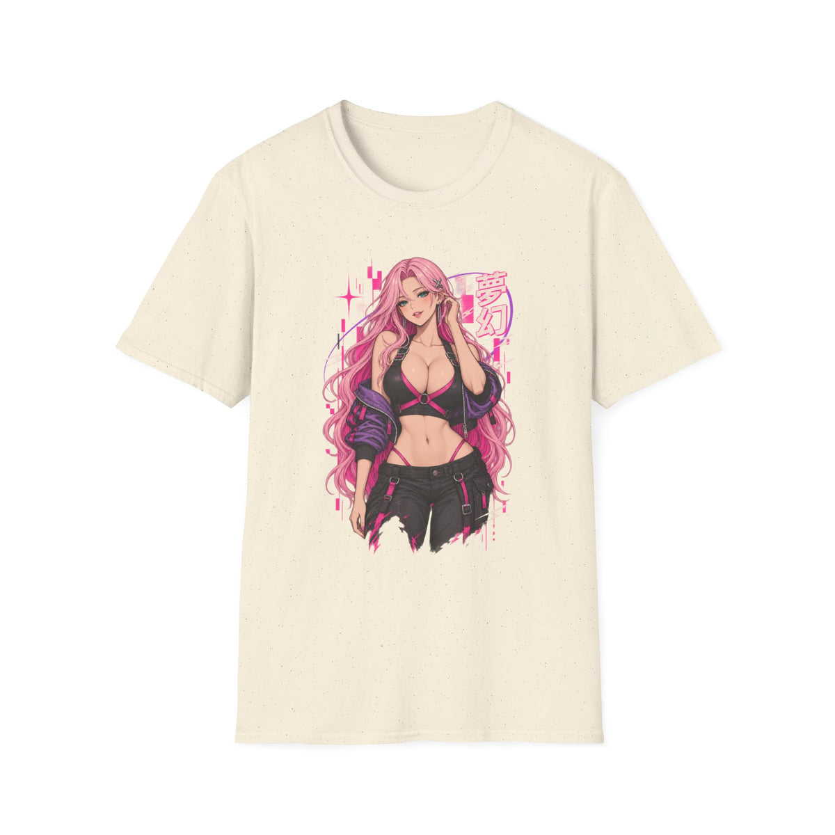 Cherry | Sexy Anime Pin Up Girl Pink Hair Waifu Cyberpunk T-Shirt