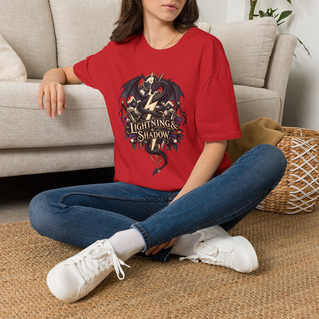 Lightning & Shadow | Onyx Storm Book Inspired Fantasy Dragon T-Shirt