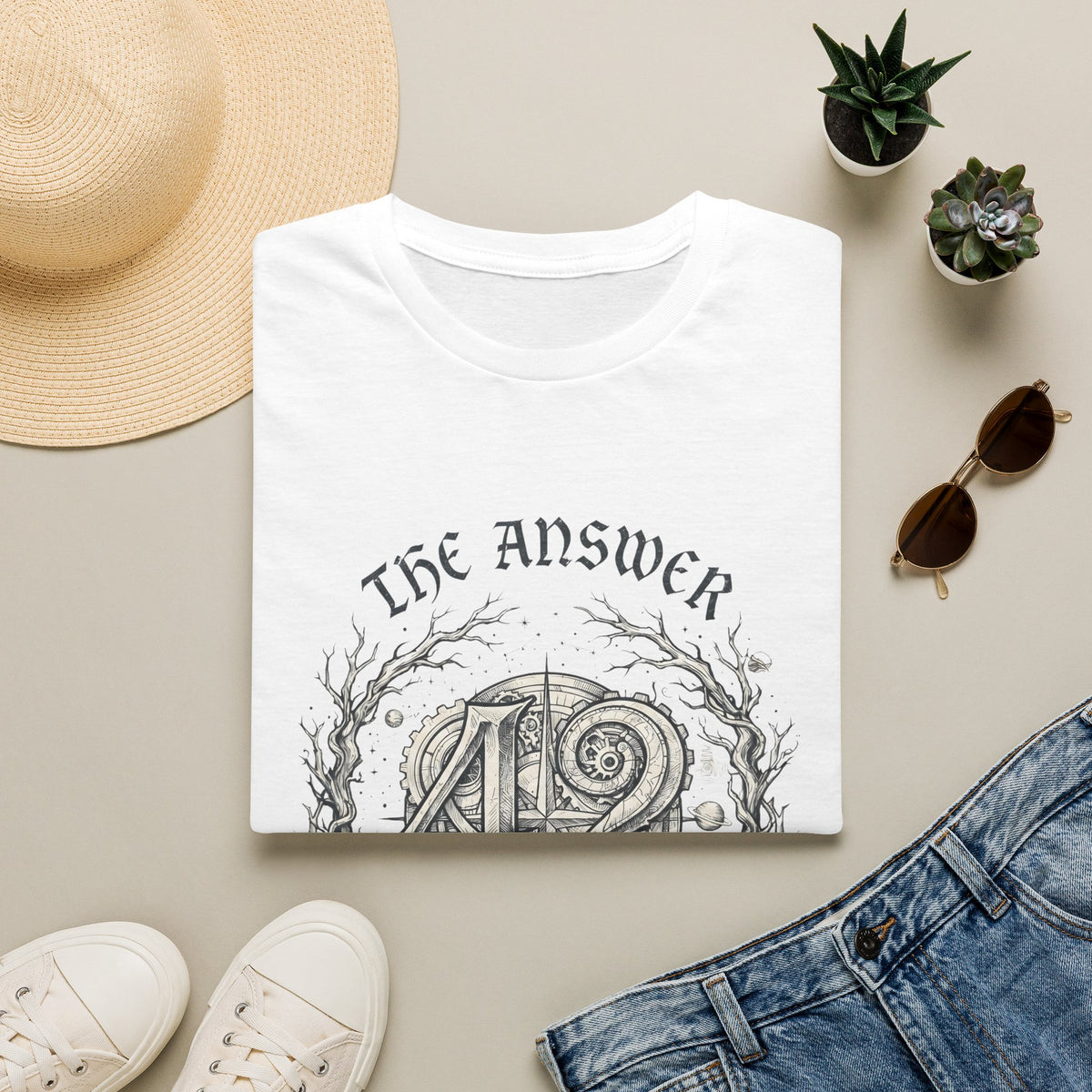 The Answer 42 Graphic T-Shirt — Vintage Sci‑Fi Quote Tee