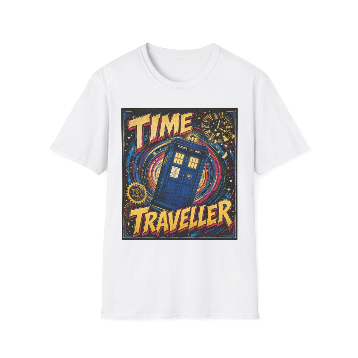 Time Traveller T-Shirt — Retro Space Police Box Graphic Tee