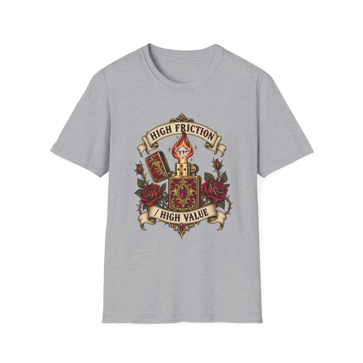 High Friction High Value | Vintage Tattoo Dice & Roses Graphic Tee