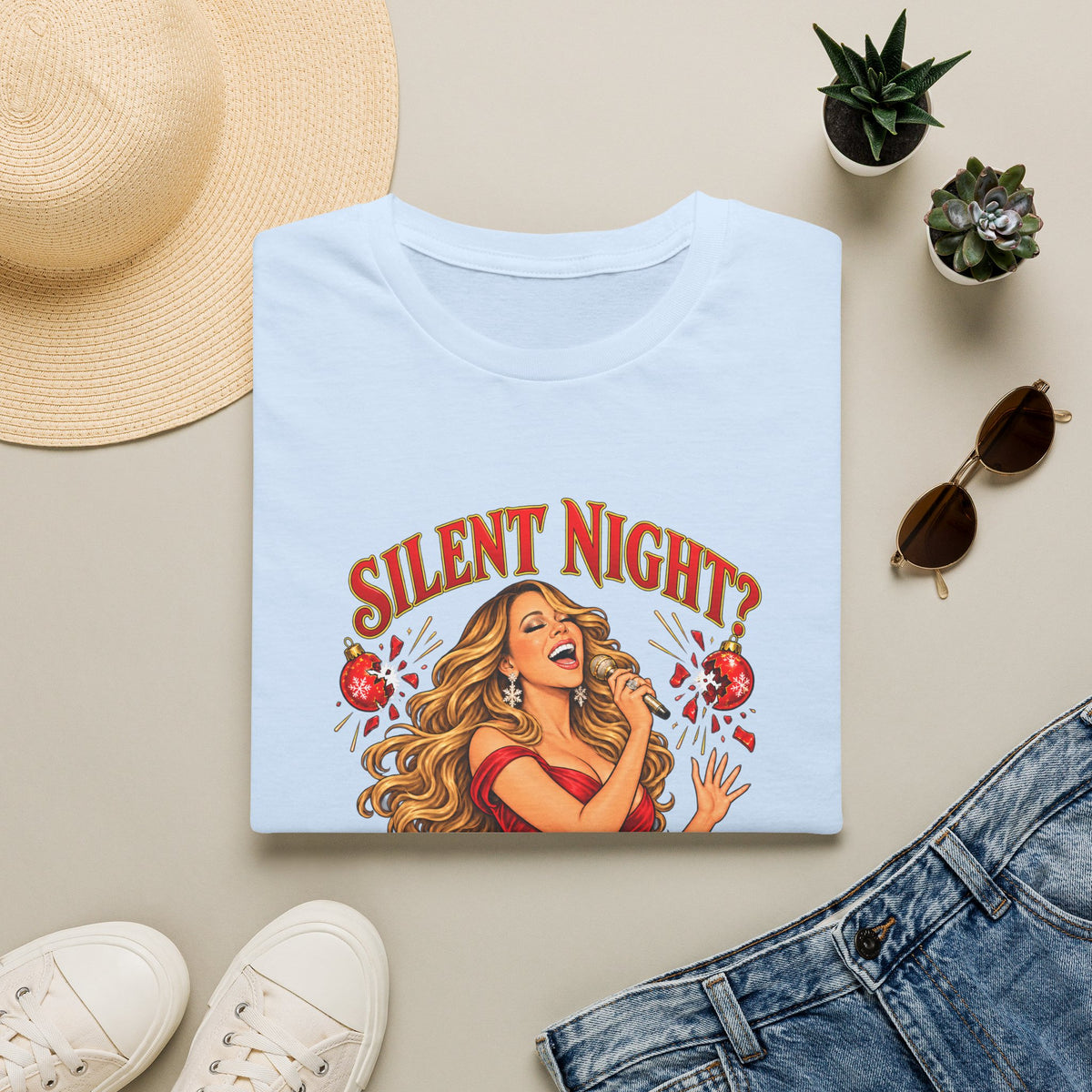 Mariah Carey Christmas T-Shirt | Silent Night? Not With Mariah Retro Holiday Tee
