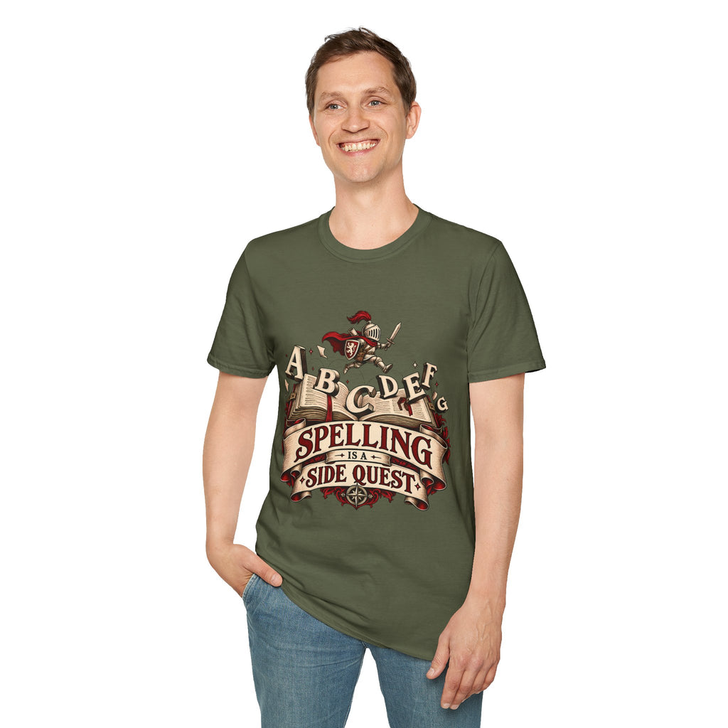 Spelling Is a Side Quest | Funny Spelling & Knight T Shirt