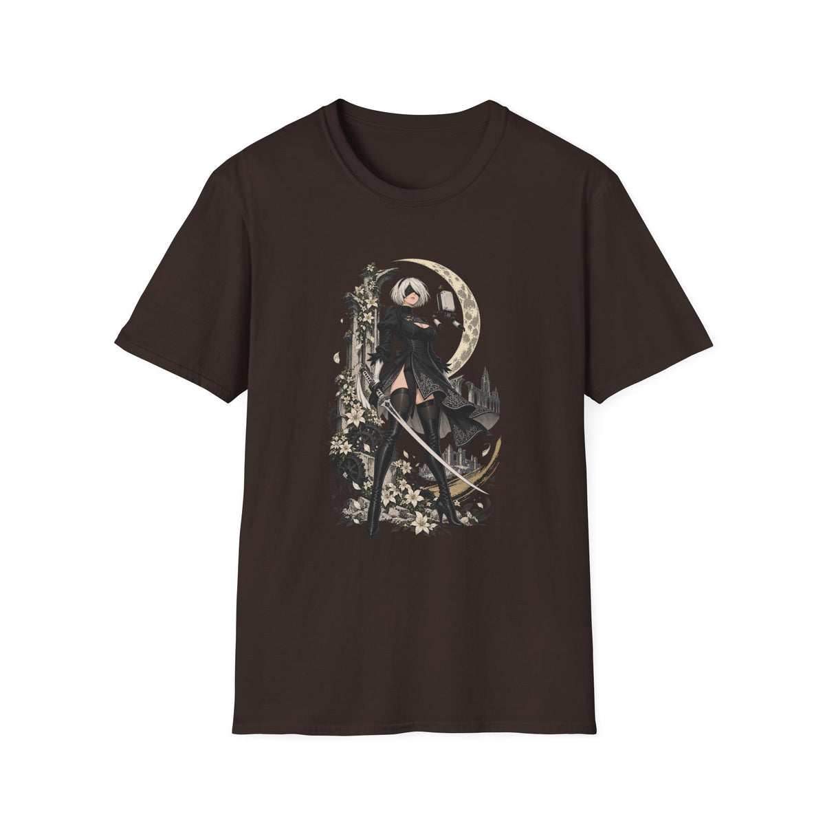2B | Nie: Automata | Anime Gothic Warrior Moonlight Pin Up T-Shirt