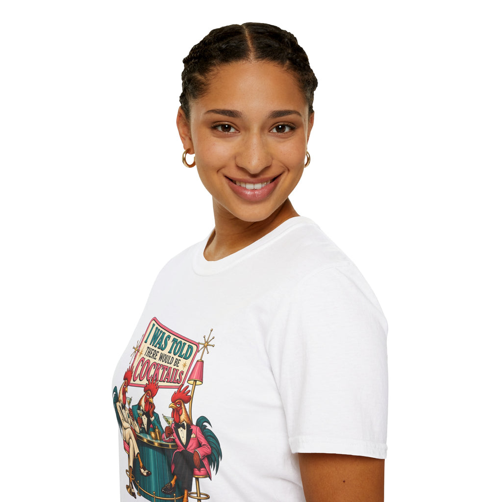 I Was Told There Would Be Cocktails T-Shirt | Retro Flamingo Bar Cocktail Tee