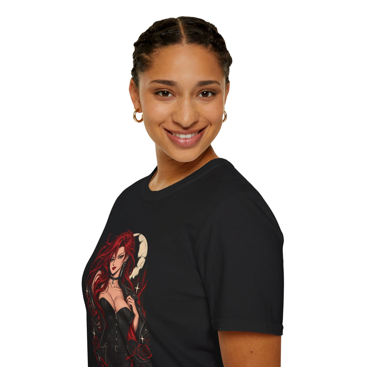 Crimson Dusk | Sexy Gothic Hannya Mask Pin up Woman T-Shirt