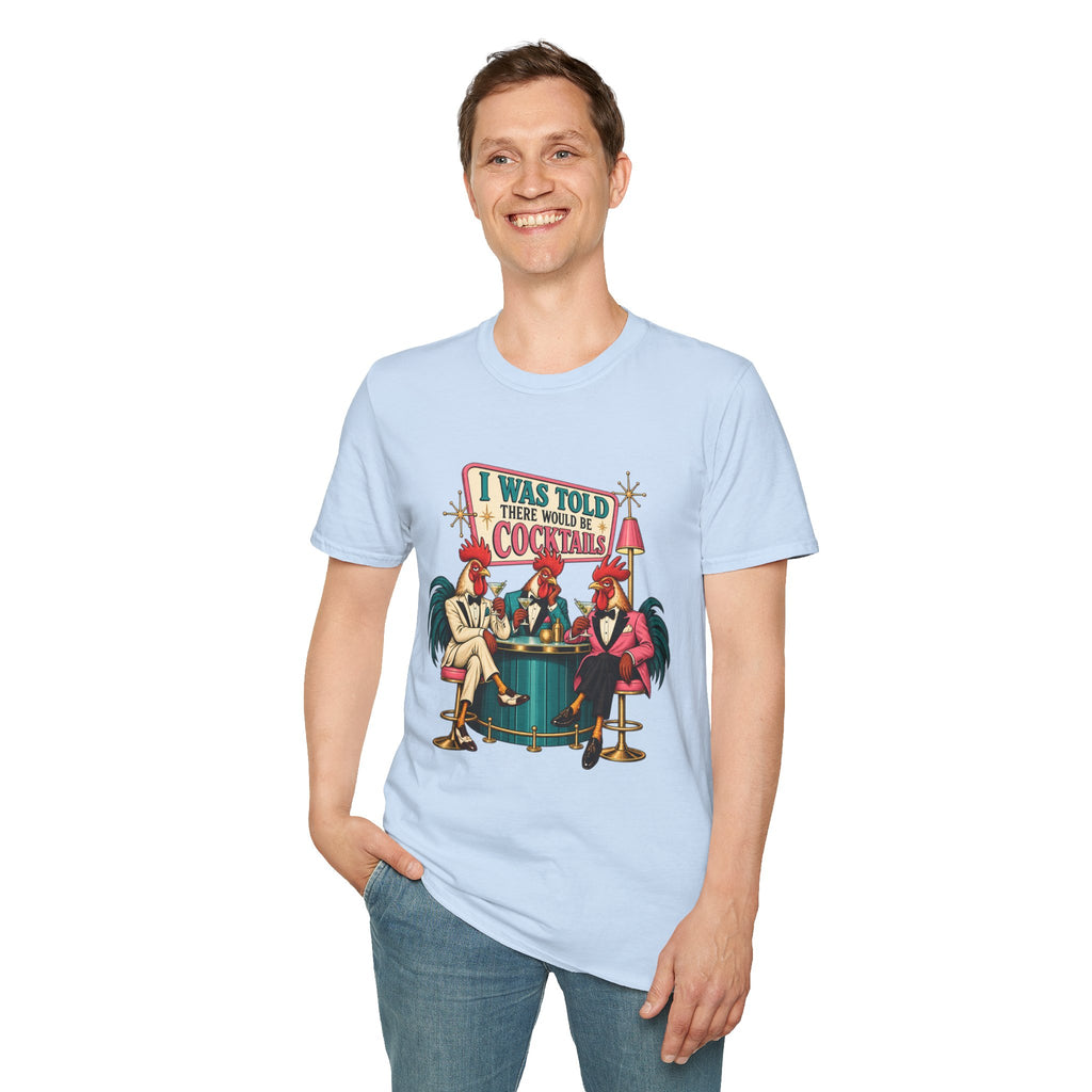 I Was Told There Would Be Cocktails T-Shirt | Retro Flamingo Bar Cocktail Tee