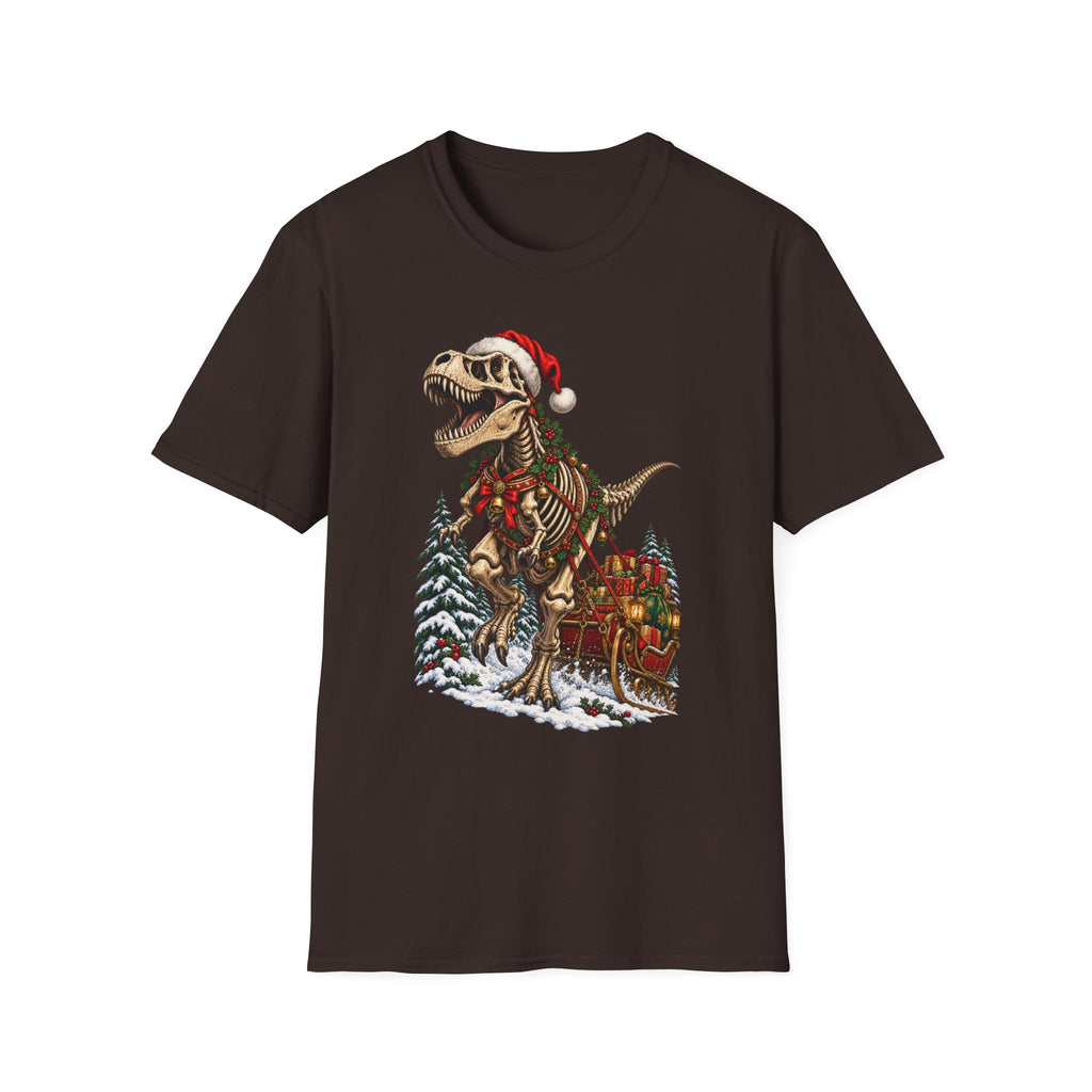 T-Rex Sleigh | Dinosaur Fossil Christmas T‑Shirt