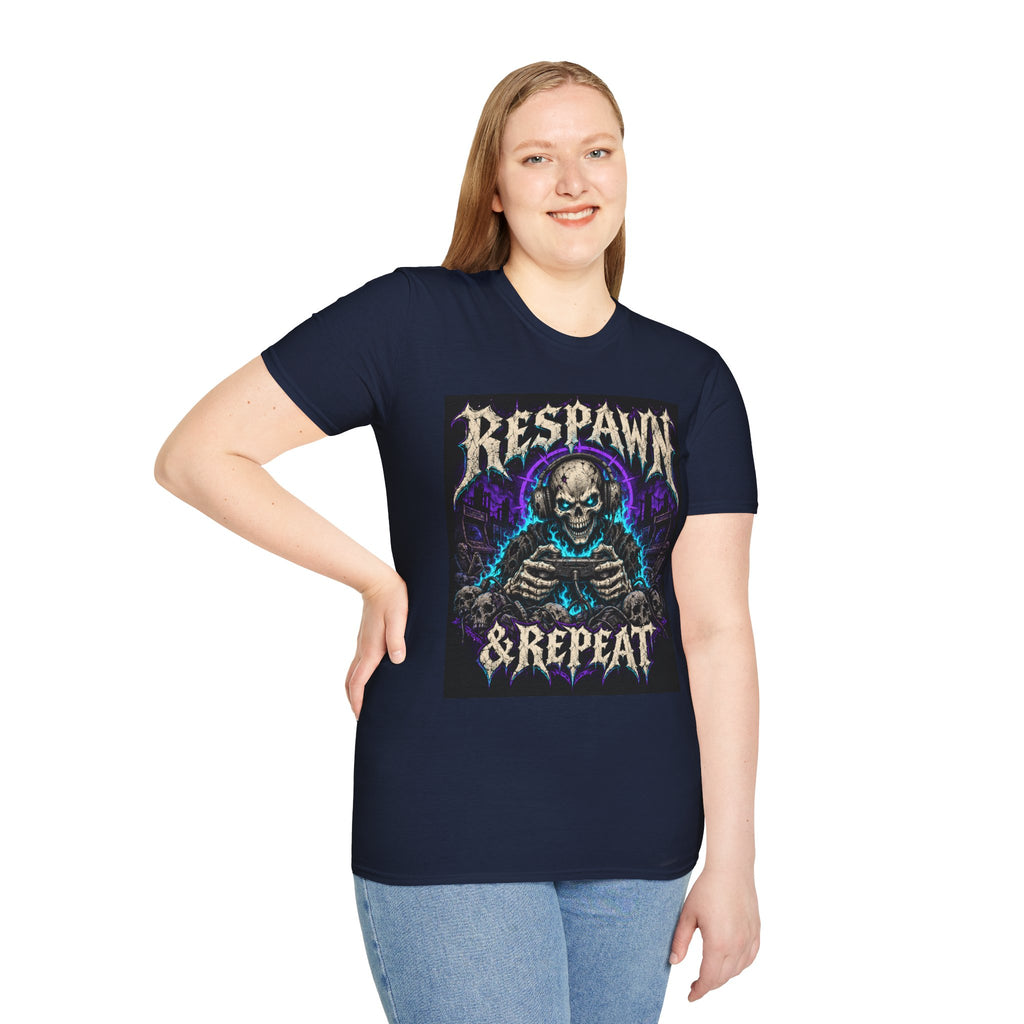 Respawn & Repeat T-Shirt — Skull Gamer Graphic Tee