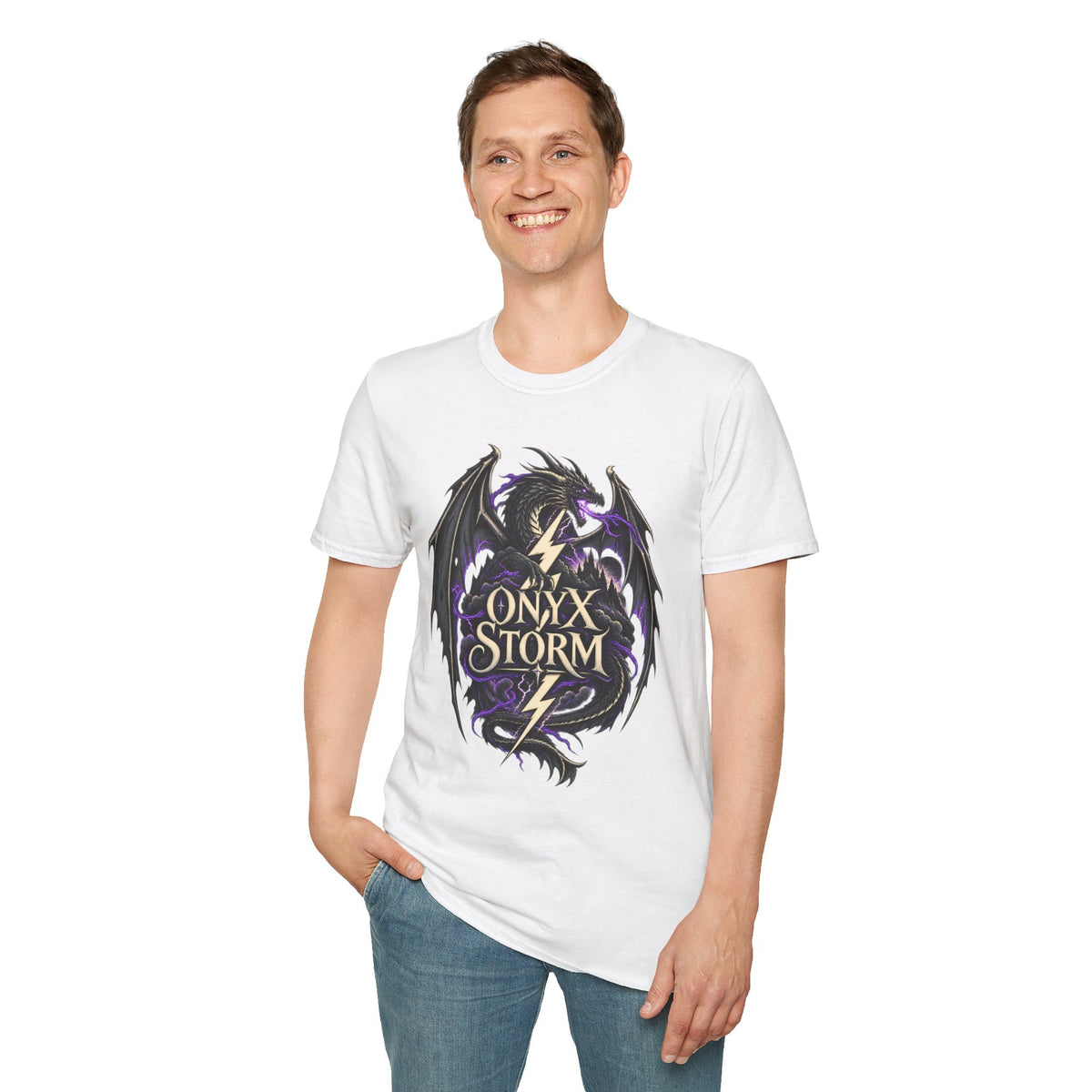 Onyx Storm Dragon T-Shirt | Book Inspired Gothic Lightning Fantasy Tee