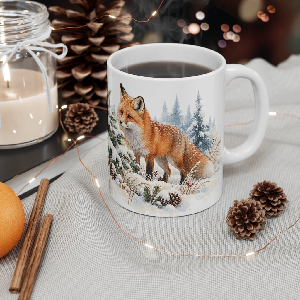 Winter Fox Mug | Snowy Woodland Watercolour | Animal Lover Gift