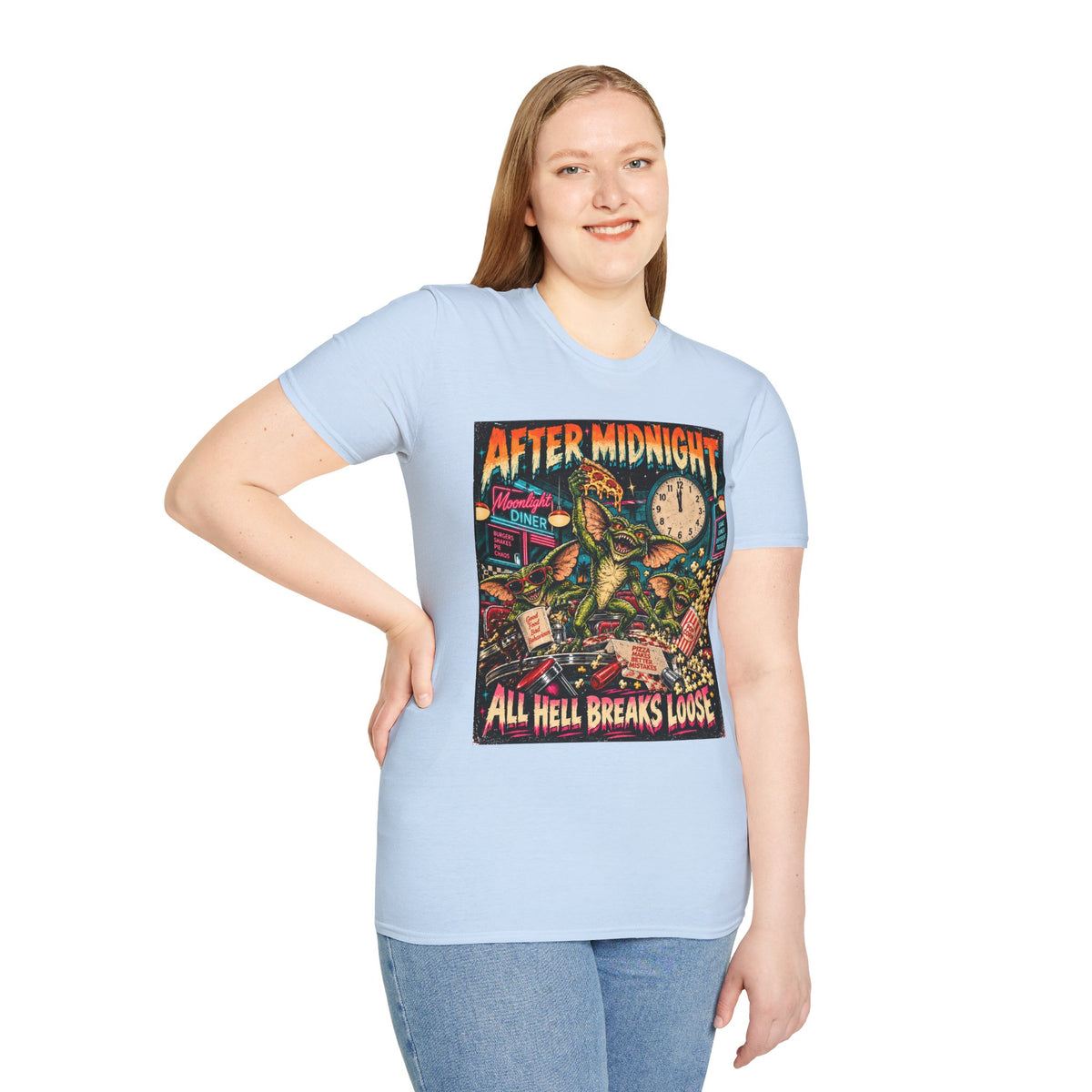 After Midnight Gremlin Tee — "All Hell Breaks Loose" Retro Horror T-Shirt