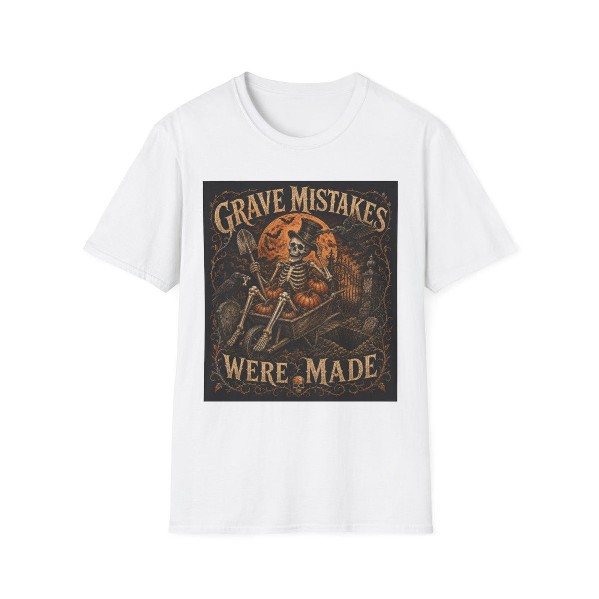 Grave Mistakes Skeleton Tee — Vintage Halloween Skull T‑Shirt