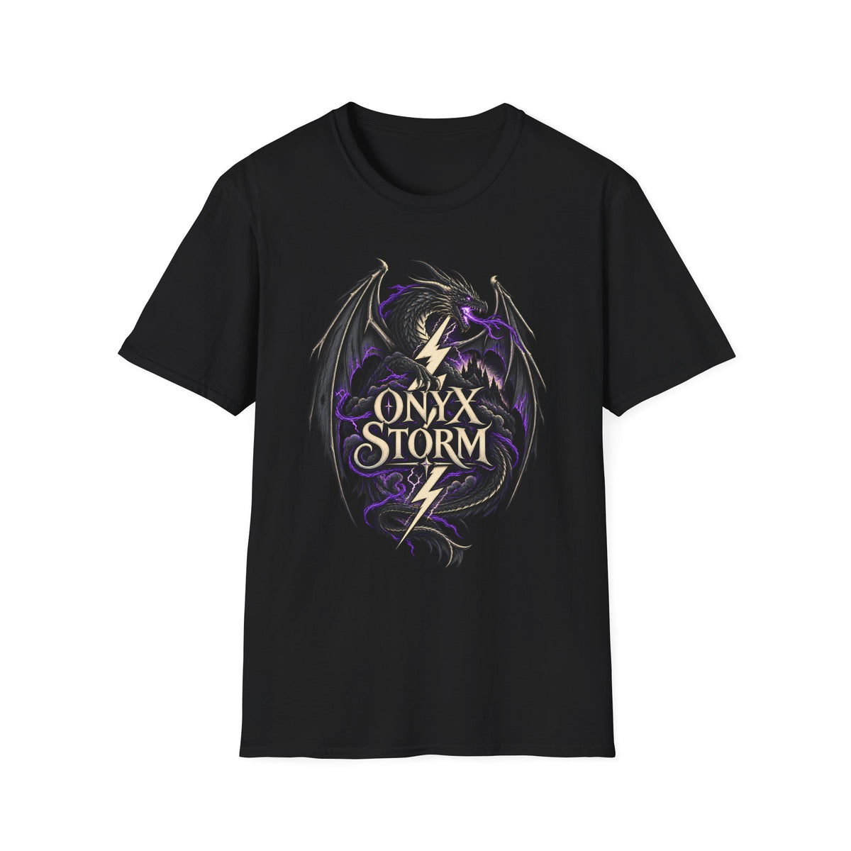 Onyx Storm Dragon T-Shirt | Book Inspired Gothic Lightning Fantasy Tee
