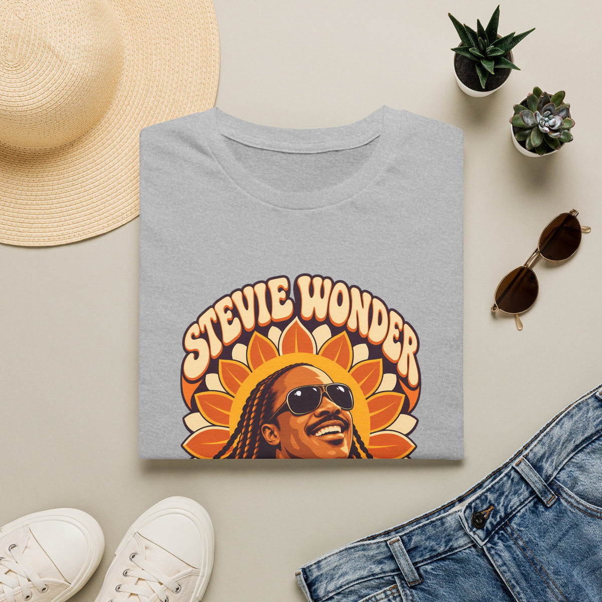 Retro Sunburst Stevie Wonder Music Icon T-Shirt