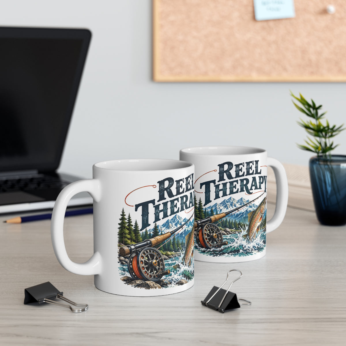 Reel Therapy | Funny Fishing Coffee Mug Gift (11oz)