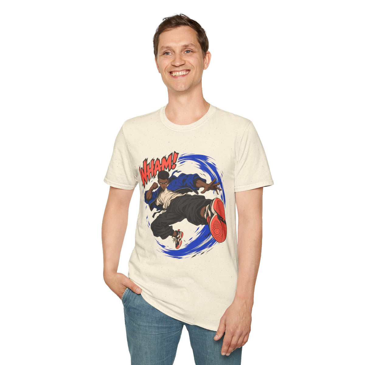 WHAM! | Anime Cartoon Ninja Kick Graphic T Shirt