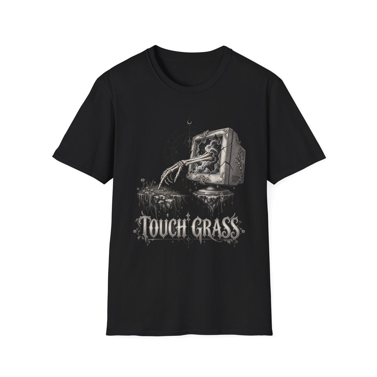 Touch Grass | Retro CRT Monster Graphic Tee