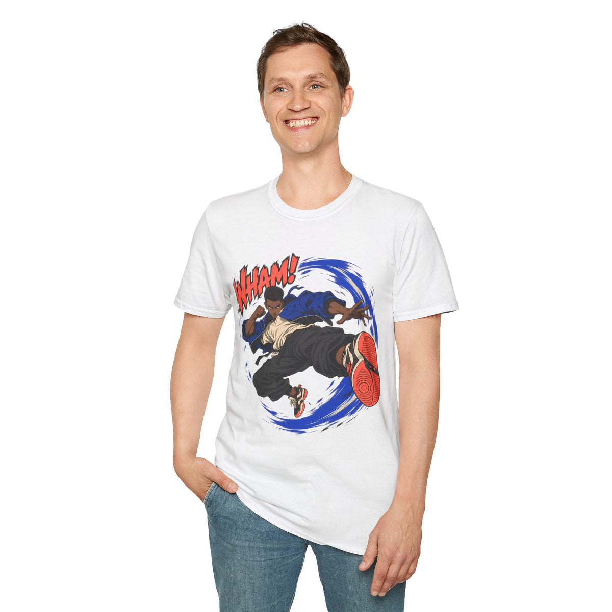 WHAM! | Anime Cartoon Ninja Kick Graphic T Shirt