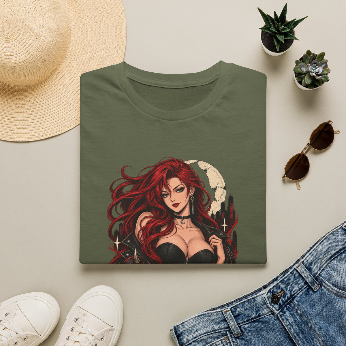 Crimson Dusk | Sexy Gothic Hannya Mask Pin up Woman T-Shirt