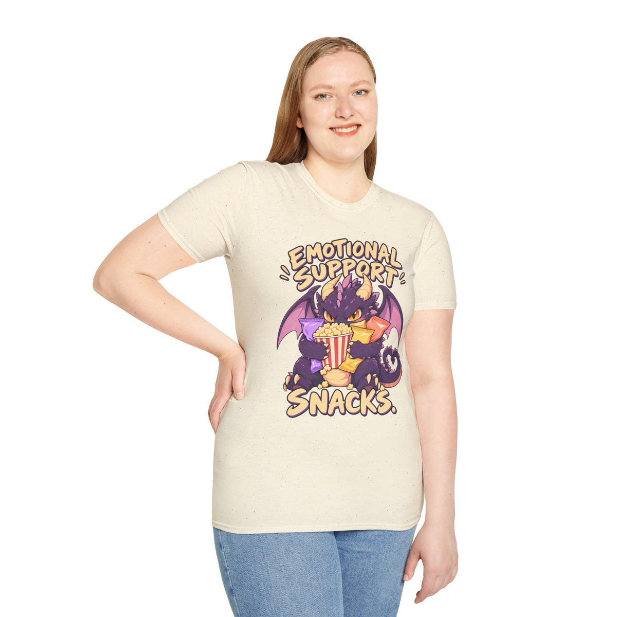 Emotional Support Snacks | Cute Dragon Eating Popcorn Anime Shirt