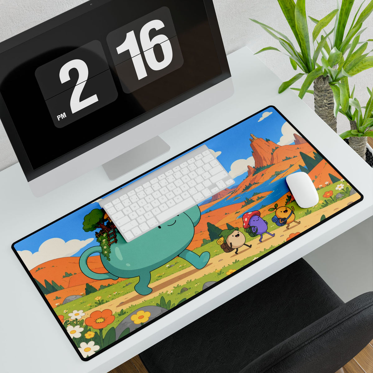 Mouse Mat | Cute Teapot Adventure | Colourful Cartoon Mouse Friends Gaming Desk Mat