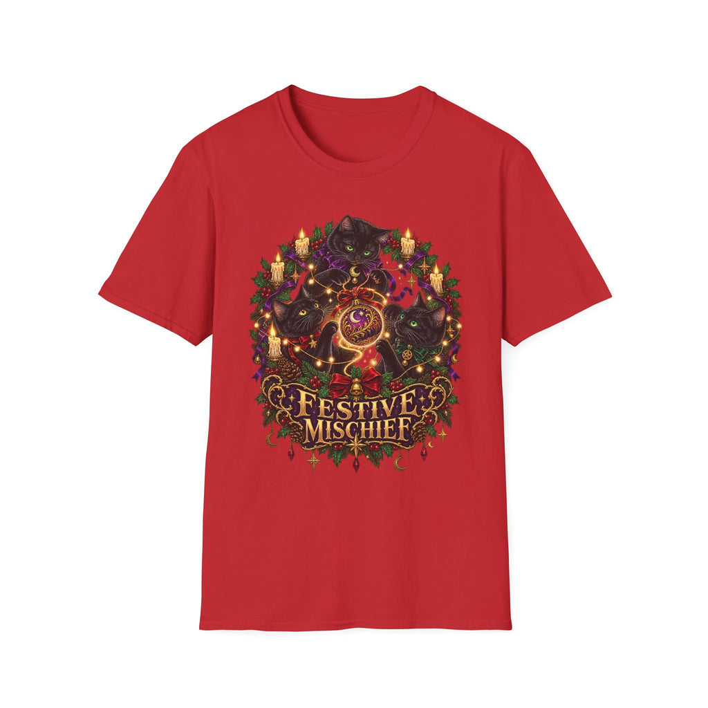 Festive Mischief | Cat Lover Christmas Holiday T-Shirt