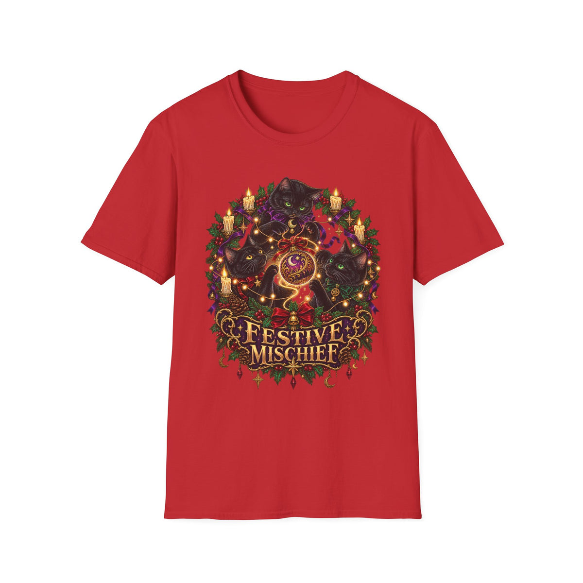 Festive Mischief | Cat Lover Christmas Holiday T-Shirt