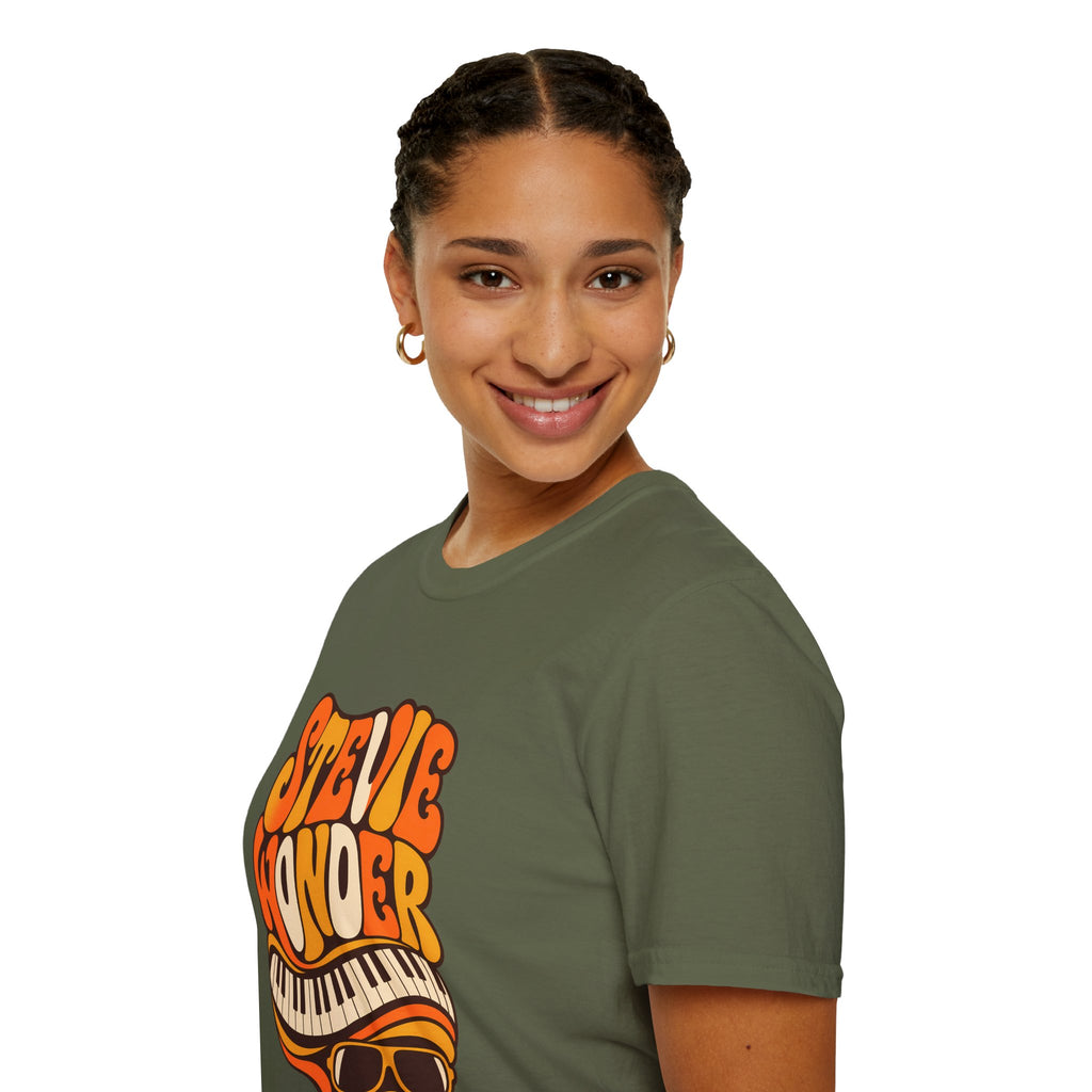 Stevie Wonder Piano Psychedelic Retro Band T-Shirt
