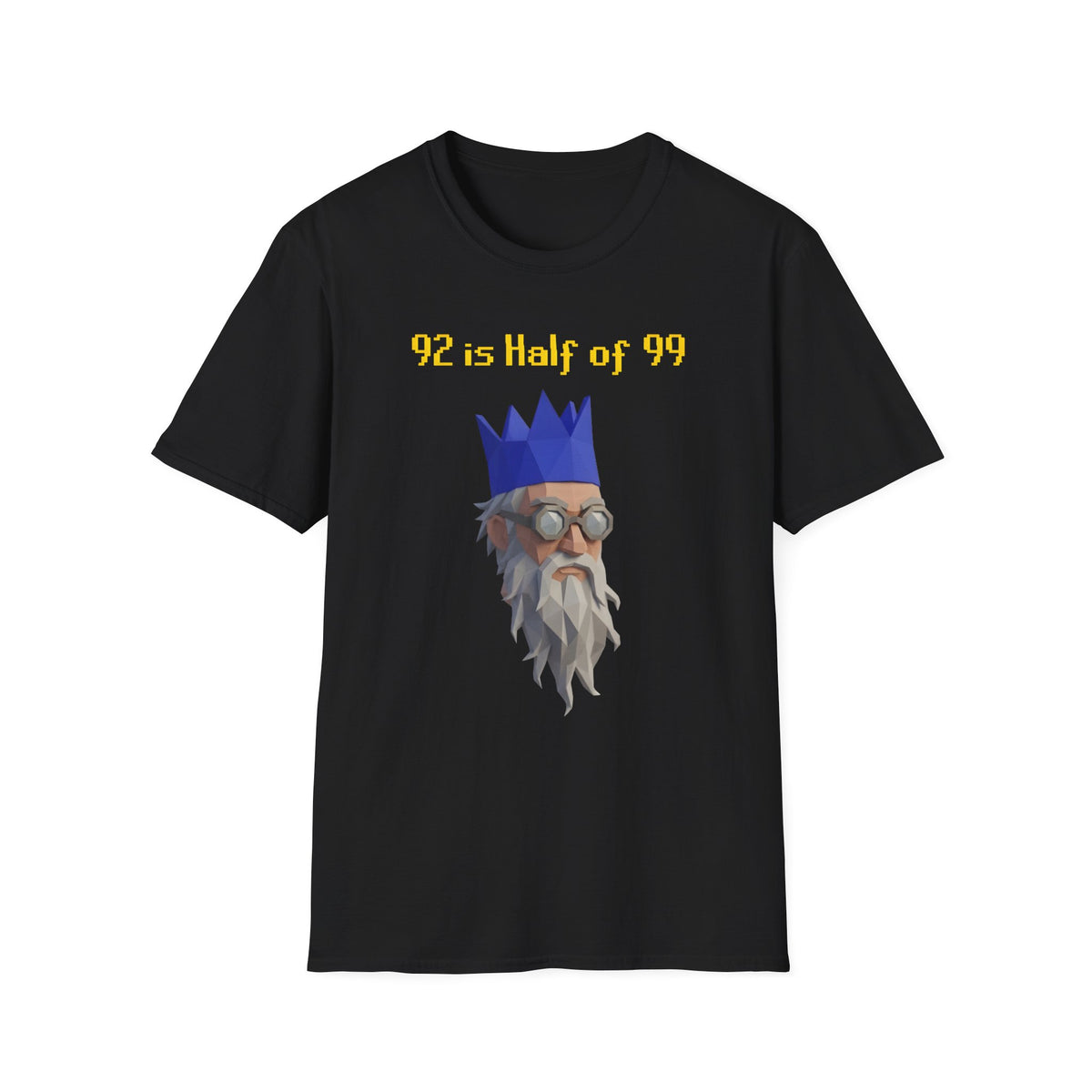“92 is half of 99” Graphic T‑Shirt — Retro Pixel King Math Humor Tee