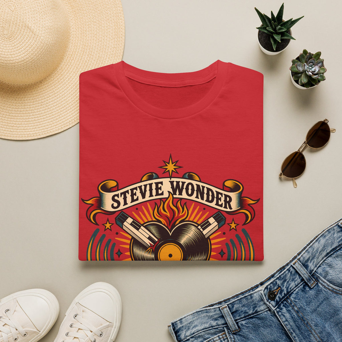 Stevie Wonder Vintage Record Tee - "50 Years in the Key" Graphic T-Shirt