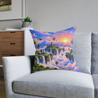 Sky Islands Pixel Art Floating Castle Cushion | Decorative Sofa Pillow