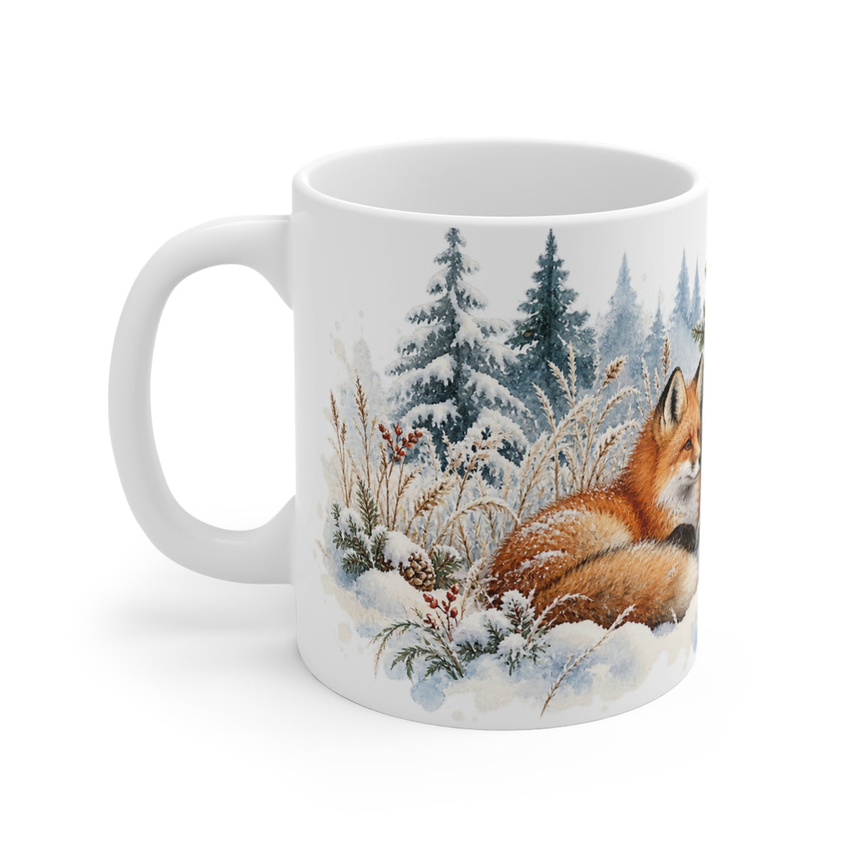 Winter Fox Mug | Snowy Woodland Watercolour | Animal Lover Gift