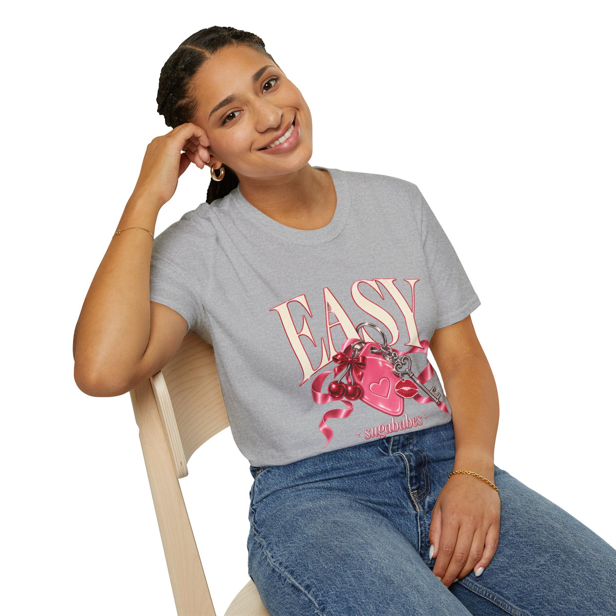 Sugababes | Easy Lockheart Pink Key & Heart Graphic T Shirt