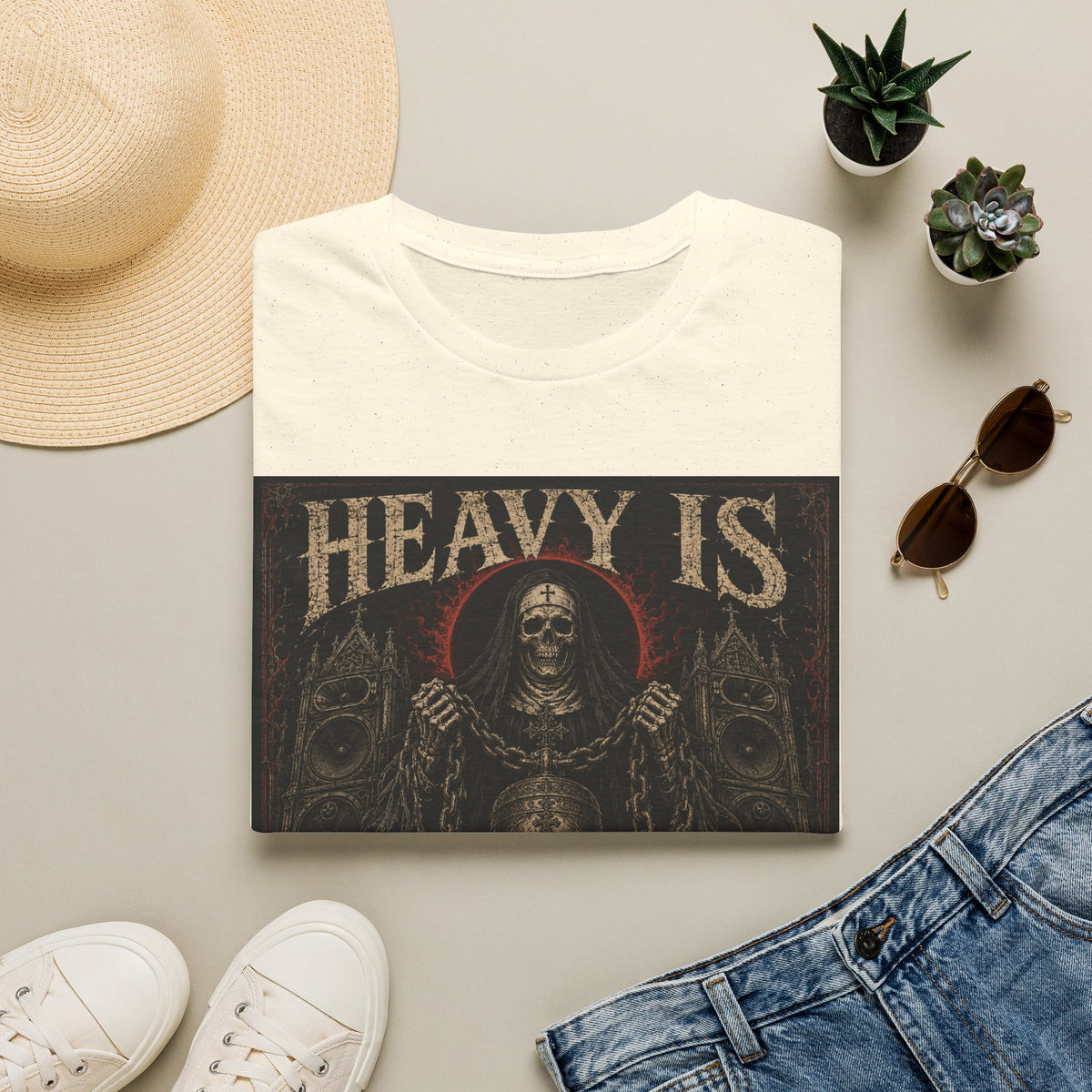 Heavy Is T-Shirt — Gothic Skull Metal Band Tee