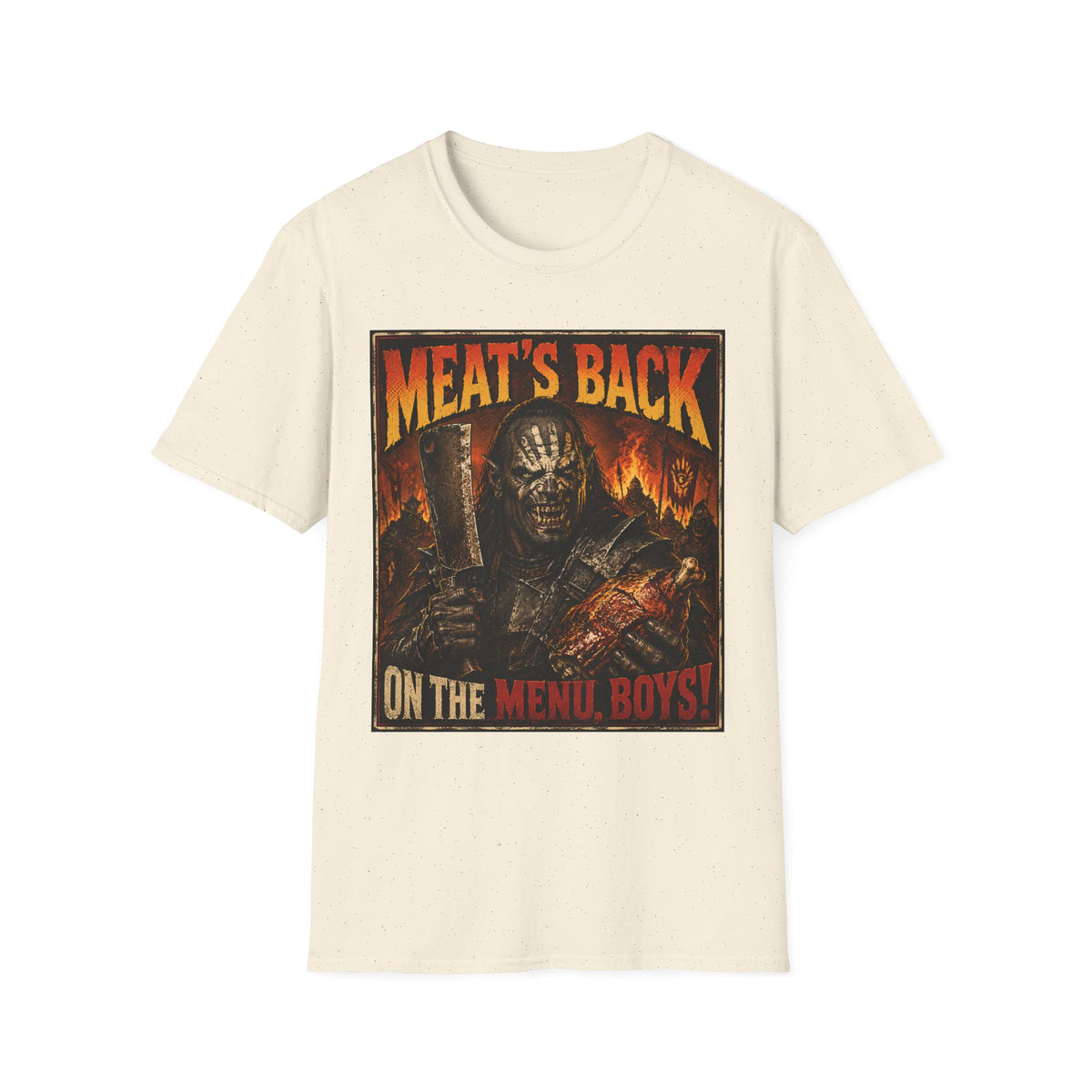 Meat’s Back Horror Graphic T-Shirt — ‘Meat’s Back on the Menu Boys’ Retro Slayer Tee