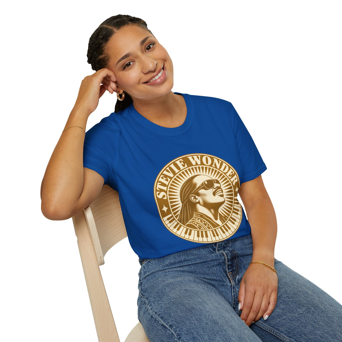 Stevie Wonder Graphic T-Shirt - Vintage Gold Portrait Tee