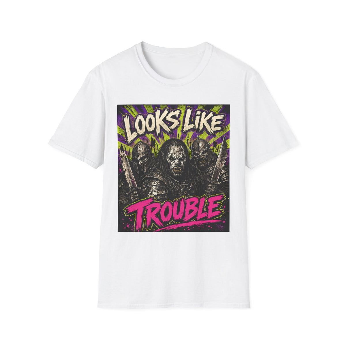 Looks Like Trouble Graphic T-Shirt — Retro Fantasy Orc Design