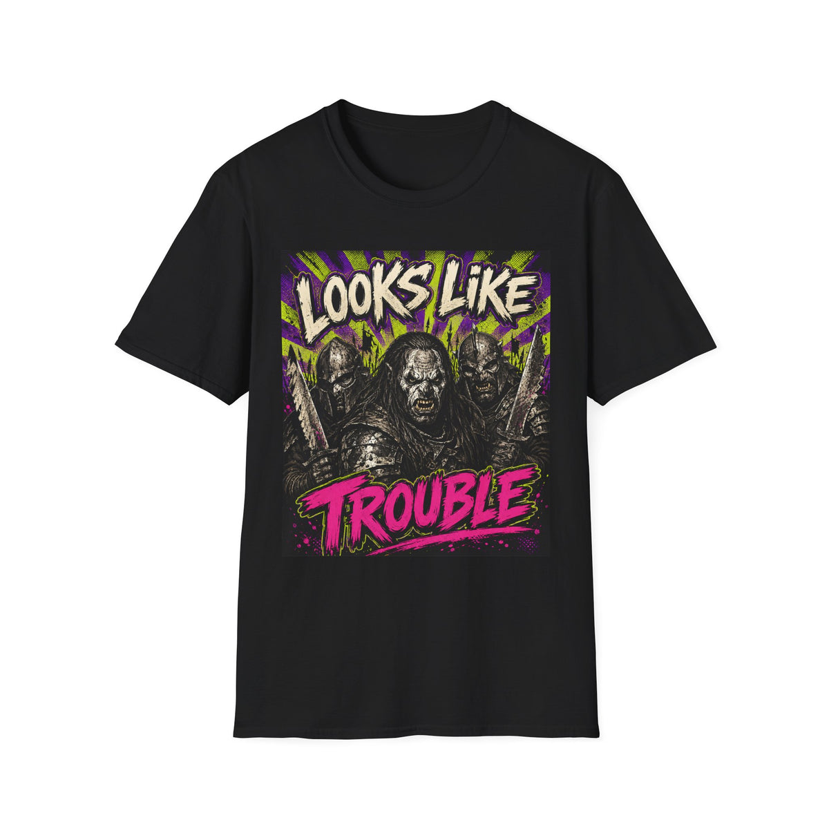Looks Like Trouble Graphic T-Shirt — Retro Fantasy Orc Design