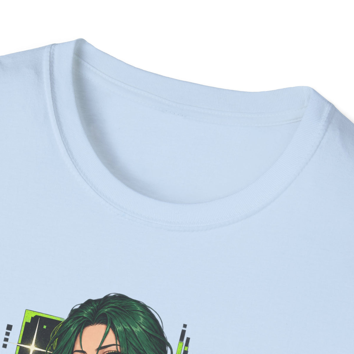 Jade | Anime Green-Haired Sexy Pin Up Girl Warrior Graphic Shirt