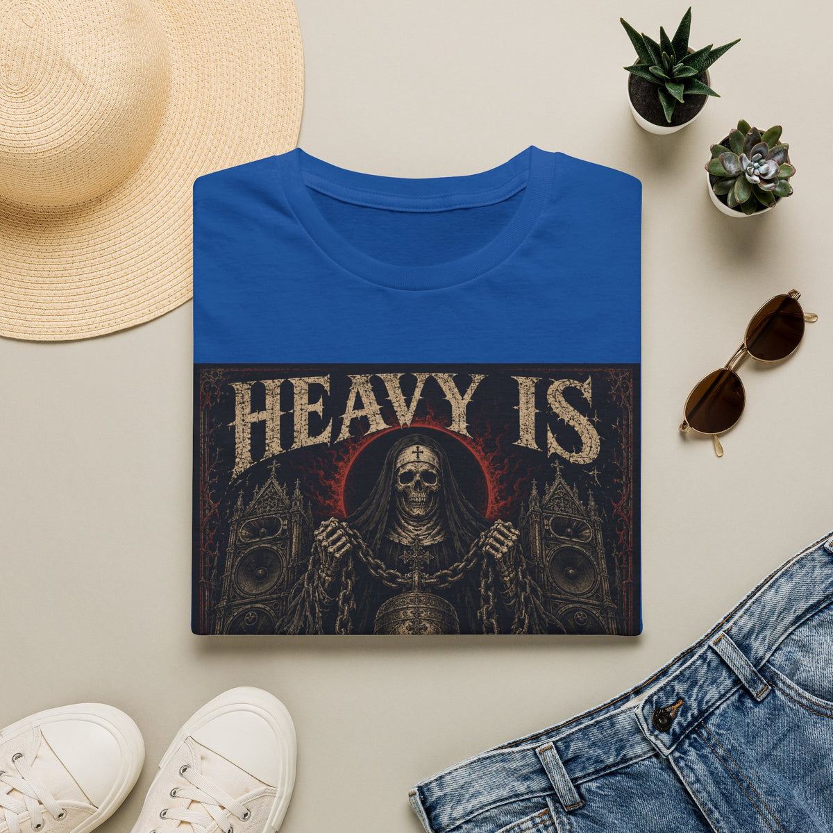 Heavy Is T-Shirt — Gothic Skull Metal Band Tee