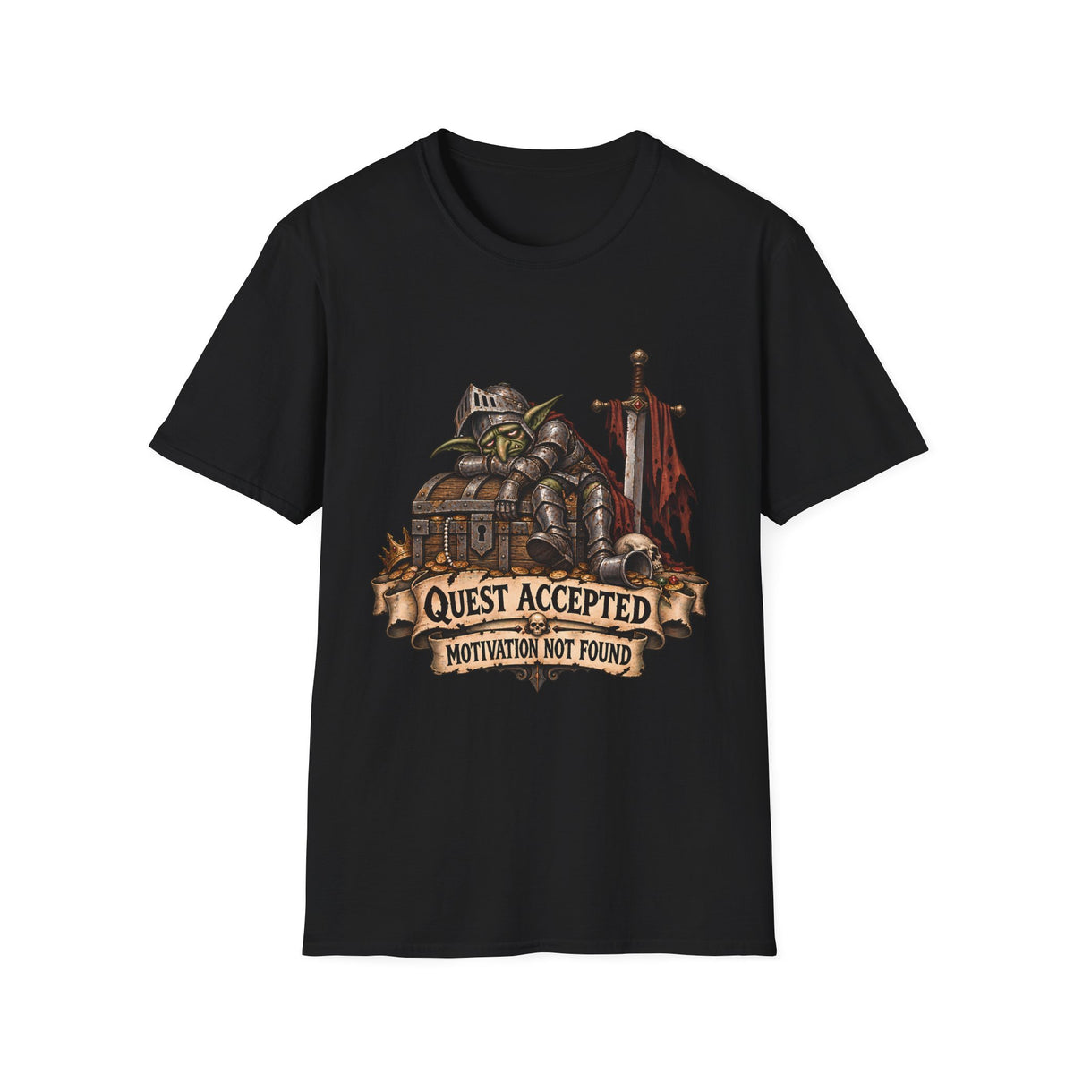 Quest Accepted T‑Shirt | Fantasy Gamer Tee (Motivation Not Found)