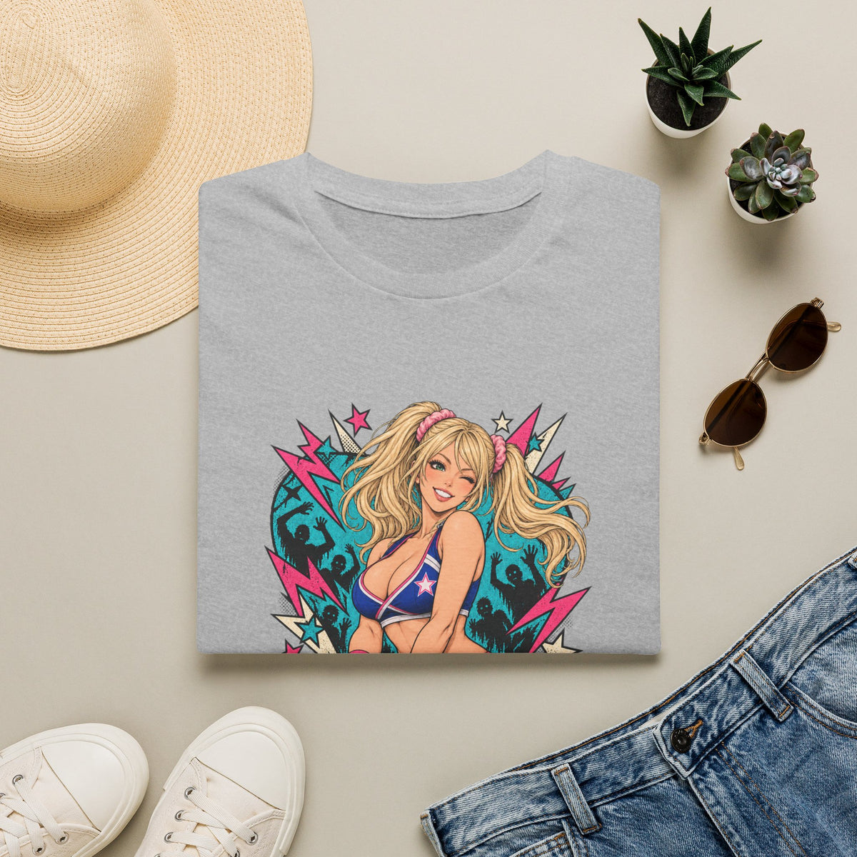 Juliet Starling | Lollipop Chainsaw | Zombie Game | Sexy Pin Up Girl T Shirt