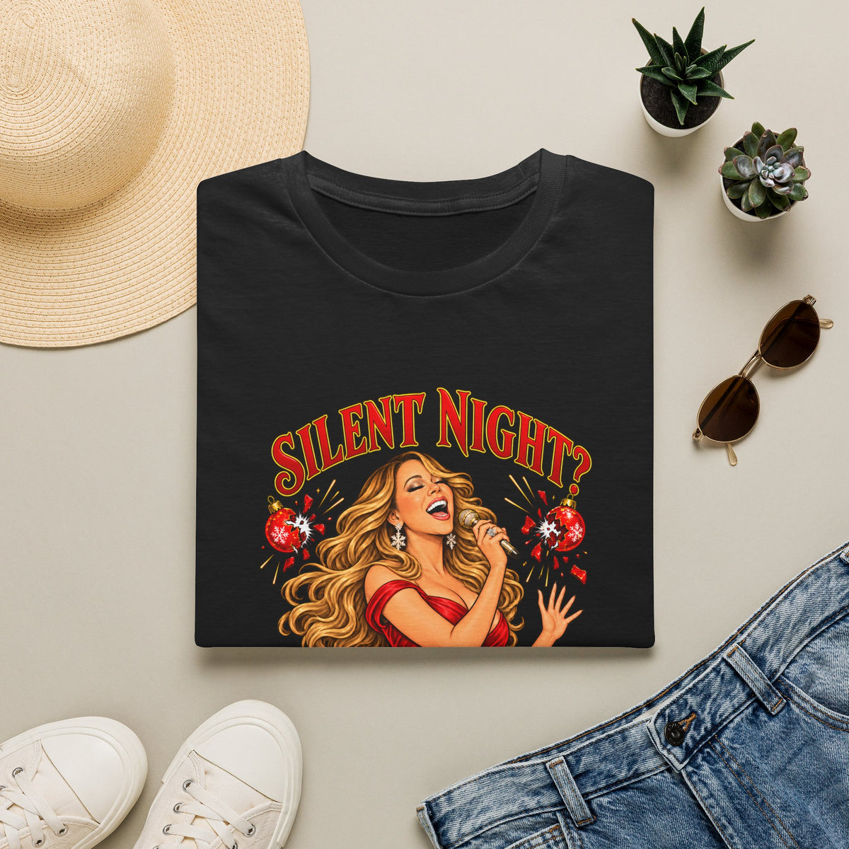 Mariah Carey Christmas T-Shirt | Silent Night? Not With Mariah Retro Holiday Tee