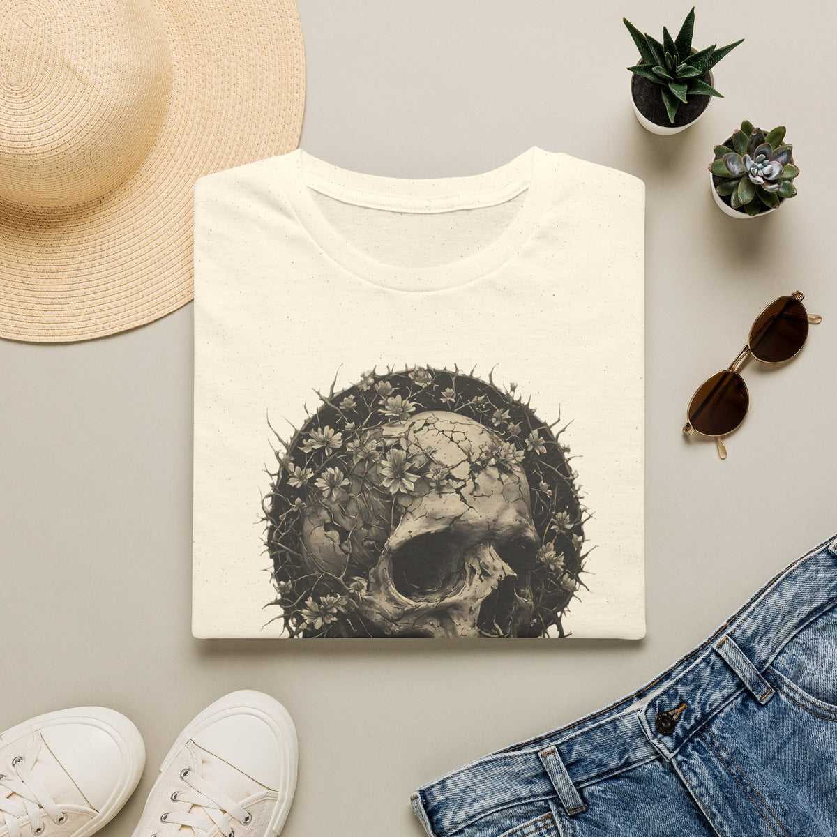 Floral Skull Graphic T-Shirt
